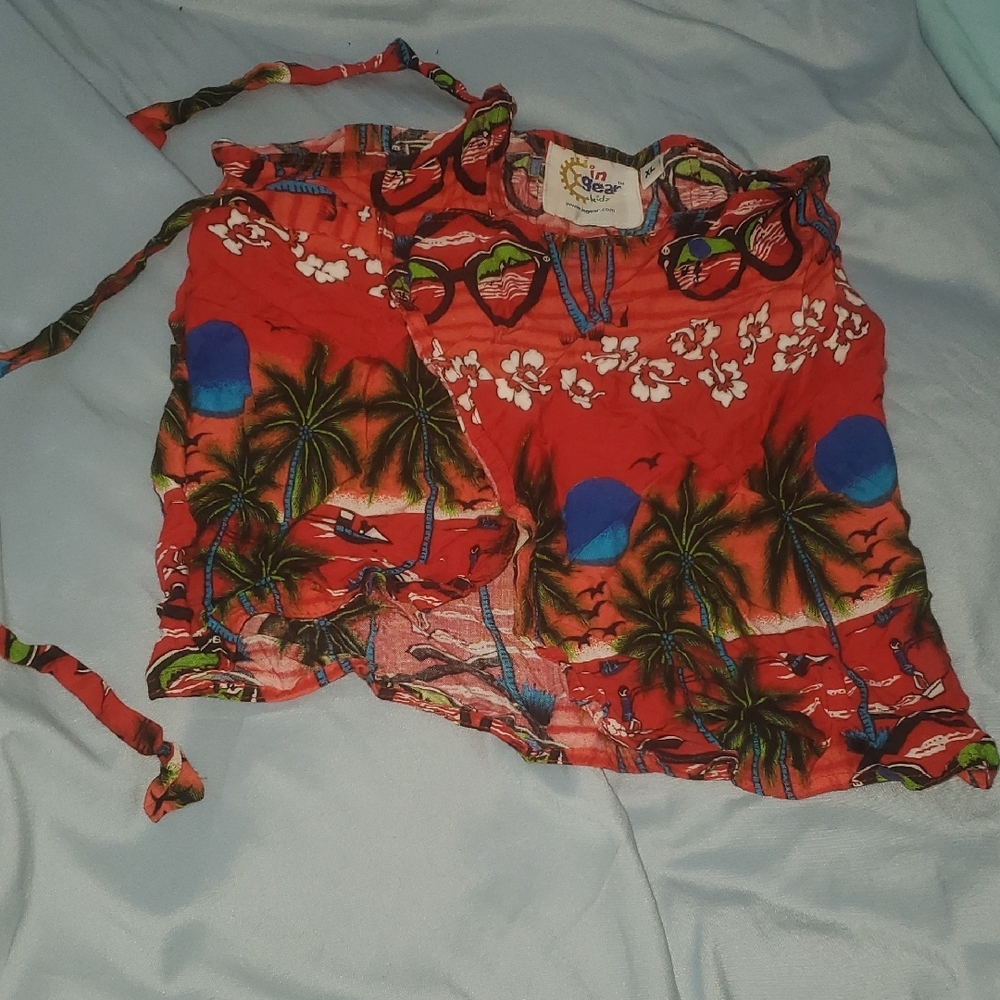 Ingear Red and Blue Tropical Print Top